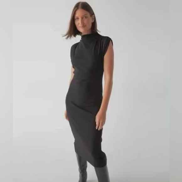 MICHAEL STARS NWOT LOLANDA POWER SHOULDER MIDI DRESS - Picture 2 of 5